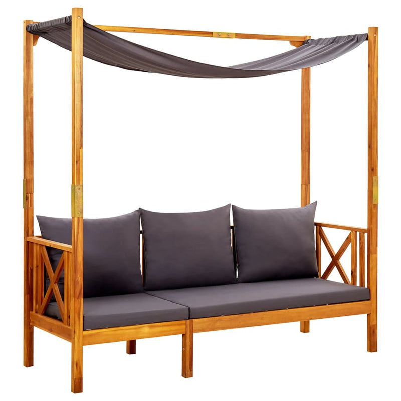 Garden Bench with Canopy and Footrests Solid Acacia Wood Payday Deals