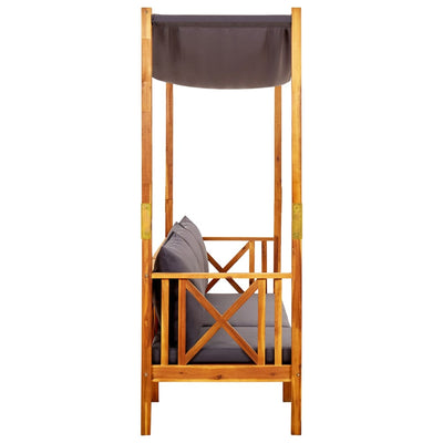 Garden Bench with Canopy and Footrests Solid Acacia Wood Payday Deals
