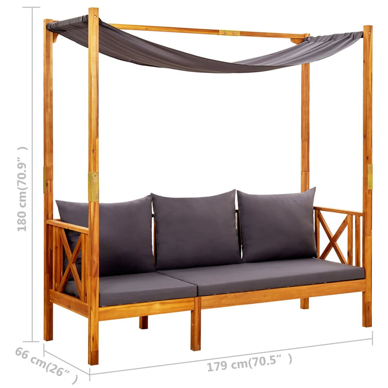 Garden Bench with Canopy and Footrests Solid Acacia Wood Payday Deals