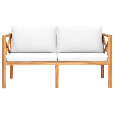 Garden Bench with Cream Cushions Solid Teak Wood Payday Deals