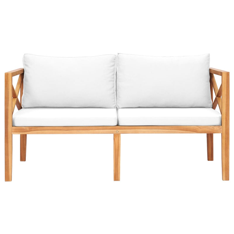 Garden Bench with Cream Cushions Solid Teak Wood Payday Deals