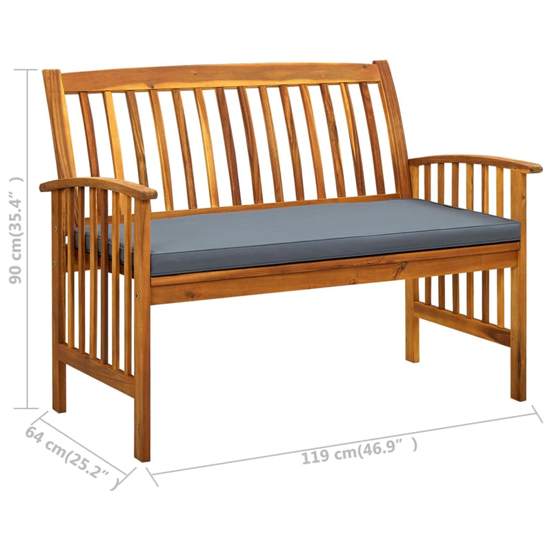 Garden Bench with Cushion 119 cm Solid Acacia Wood Payday Deals