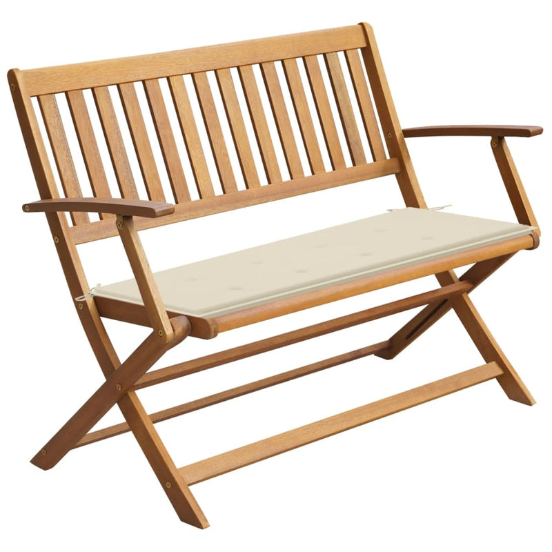 Garden Bench with Cushion 120 cm Solid Acacia Wood Payday Deals