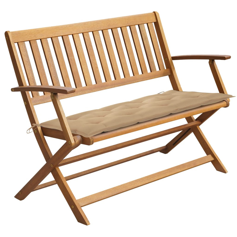 Garden Bench with Cushion 120 cm Solid Acacia Wood Payday Deals