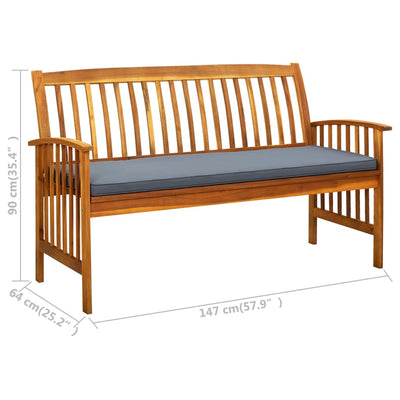 Garden Bench with Cushion 147 cm Solid Acacia Wood Payday Deals