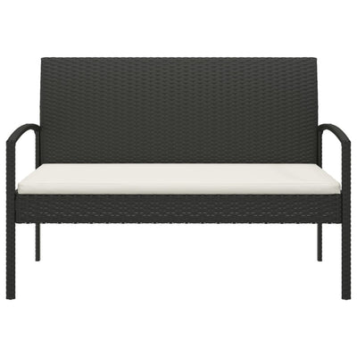 Garden Bench with Cushion Black 105 cm Poly Rattan Payday Deals