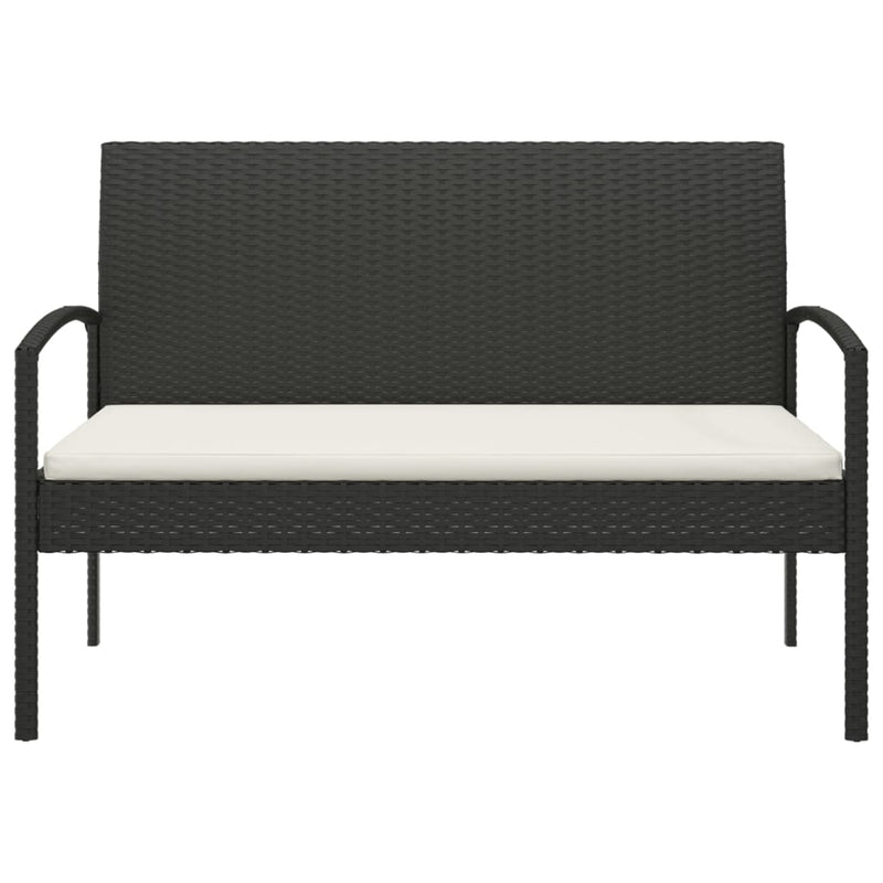 Garden Bench with Cushion Black 105 cm Poly Rattan Payday Deals