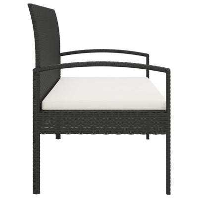 Garden Bench with Cushion Black 105 cm Poly Rattan Payday Deals