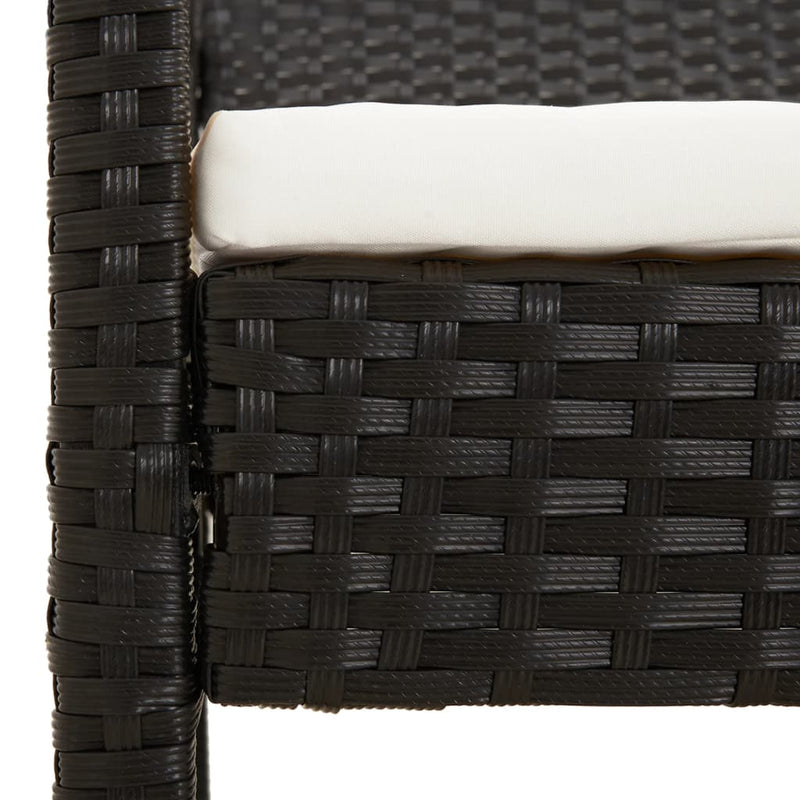 Garden Bench with Cushion Black 105 cm Poly Rattan Payday Deals