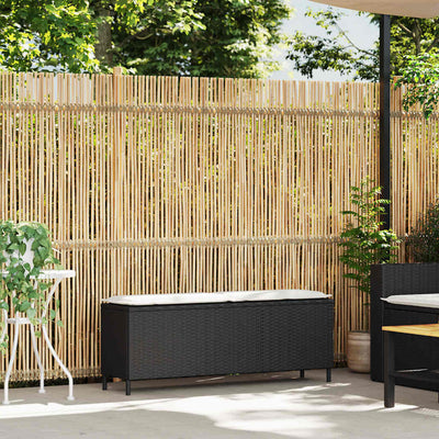 Garden Bench with Cushion Black 110x30x40.5 cm Poly Rattan Payday Deals