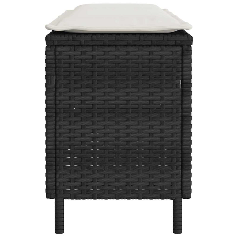 Garden Bench with Cushion Black 110x30x40.5 cm Poly Rattan Payday Deals