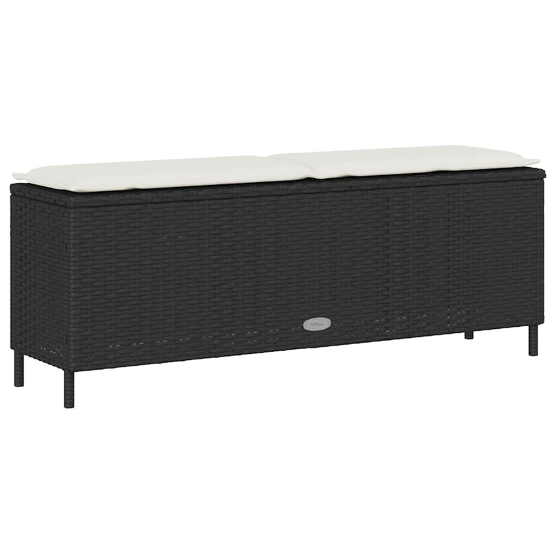 Garden Bench with Cushion Black 110x30x40.5 cm Poly Rattan Payday Deals