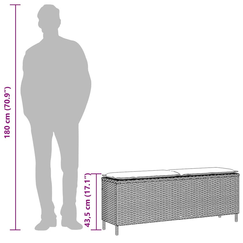Garden Bench with Cushion Black 110x30x40.5 cm Poly Rattan Payday Deals
