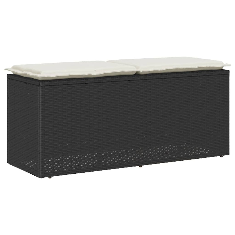 Garden Bench with Cushion Black 110x40x44 cm Poly Rattan Payday Deals