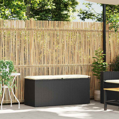 Garden Bench with Cushion Black 110x40x44 cm Poly Rattan Payday Deals
