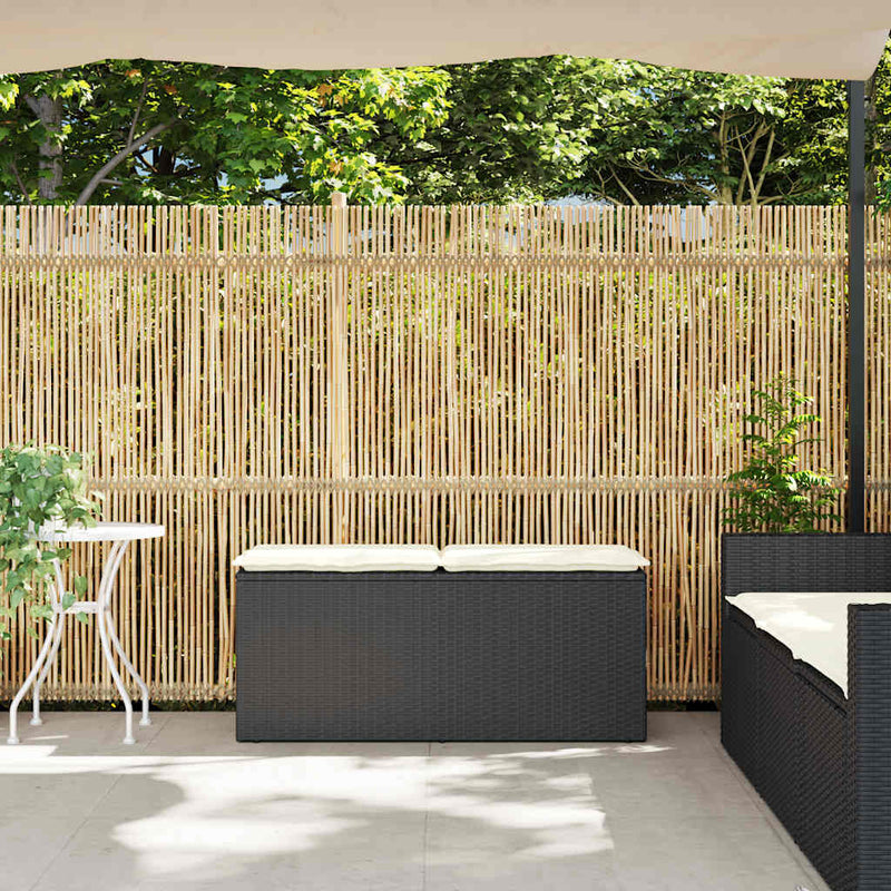 Garden Bench with Cushion Black 110x40x44 cm Poly Rattan Payday Deals