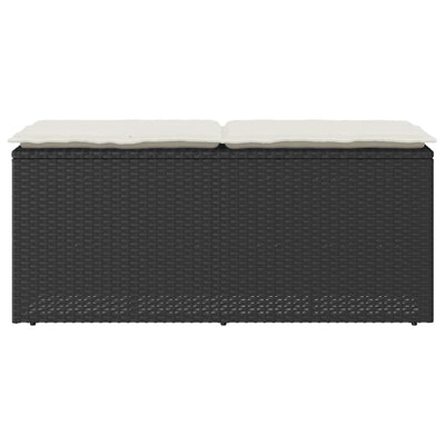 Garden Bench with Cushion Black 110x40x44 cm Poly Rattan Payday Deals