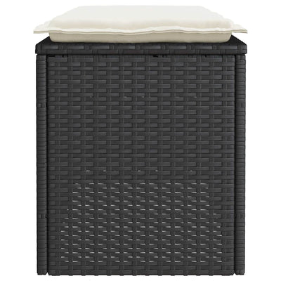 Garden Bench with Cushion Black 110x40x44 cm Poly Rattan Payday Deals