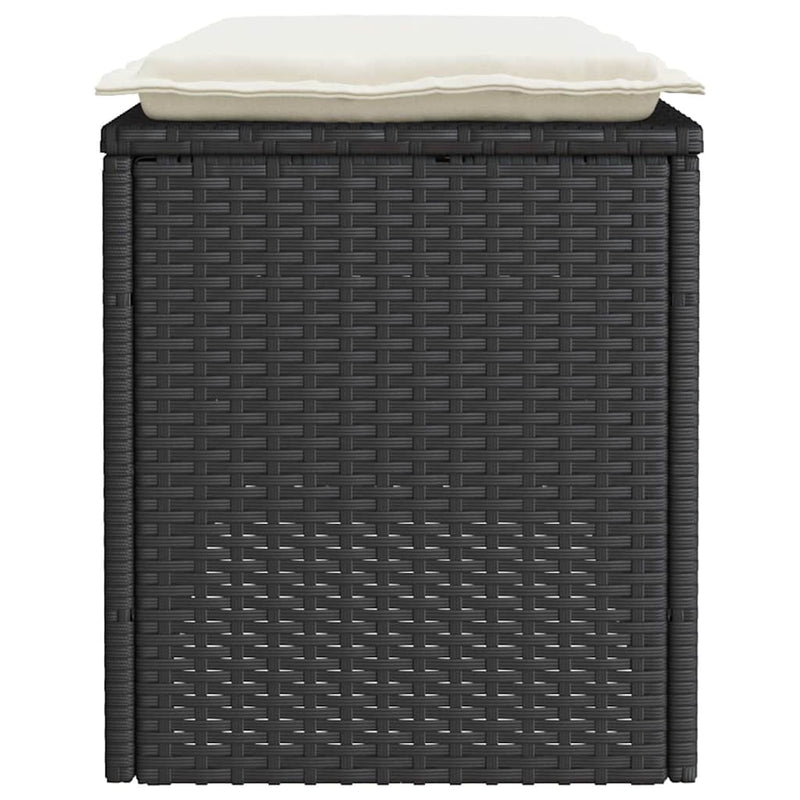 Garden Bench with Cushion Black 110x40x44 cm Poly Rattan Payday Deals