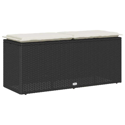 Garden Bench with Cushion Black 110x40x44 cm Poly Rattan Payday Deals