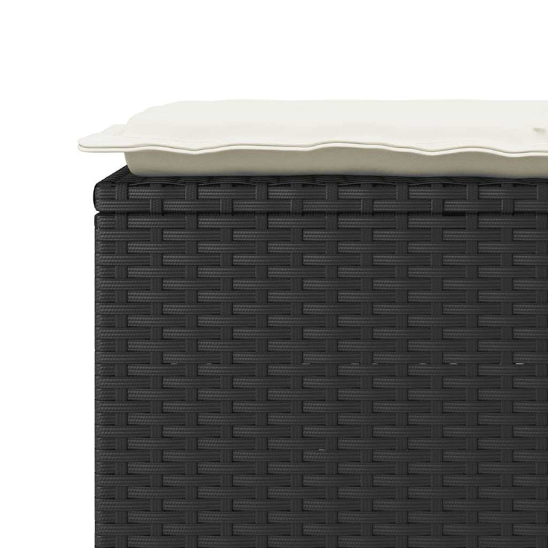 Garden Bench with Cushion Black 110x40x44 cm Poly Rattan Payday Deals