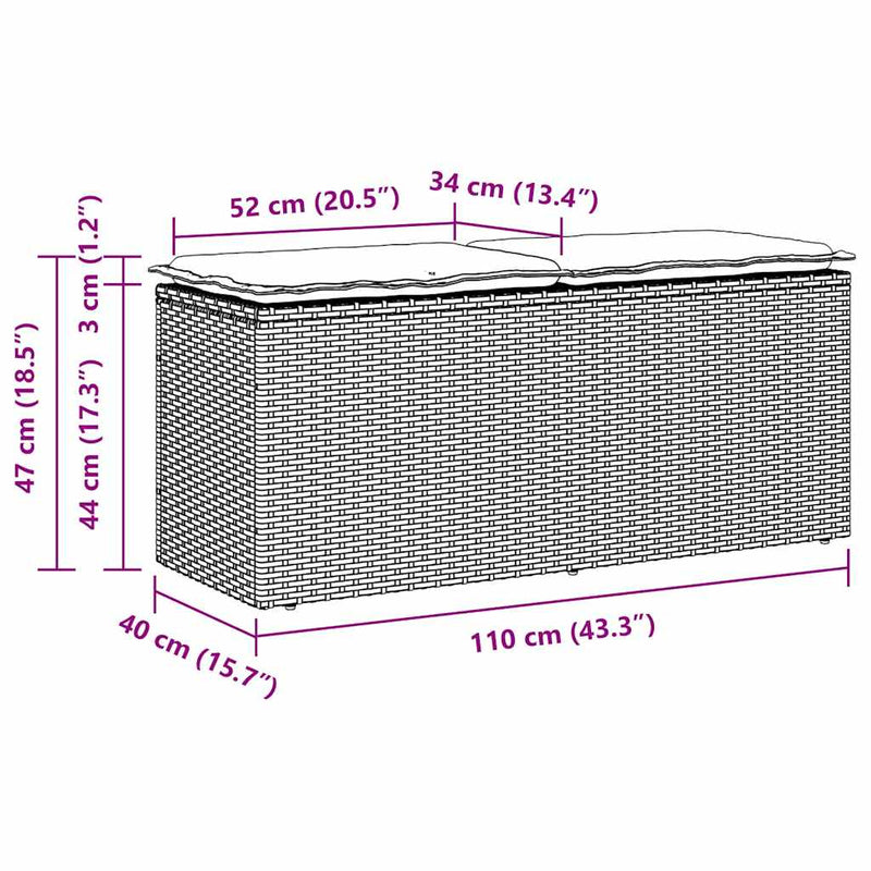 Garden Bench with Cushion Black 110x40x44 cm Poly Rattan Payday Deals