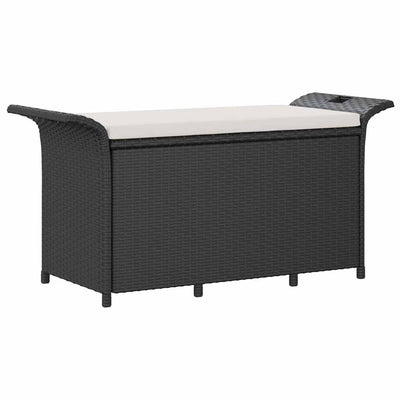 Garden Bench with Cushion Black 116x46x57 cm Poly Rattan Payday Deals