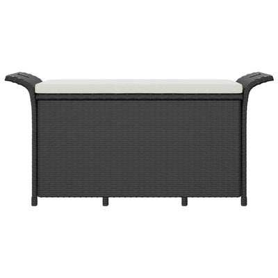 Garden Bench with Cushion Black 116x46x57 cm Poly Rattan Payday Deals