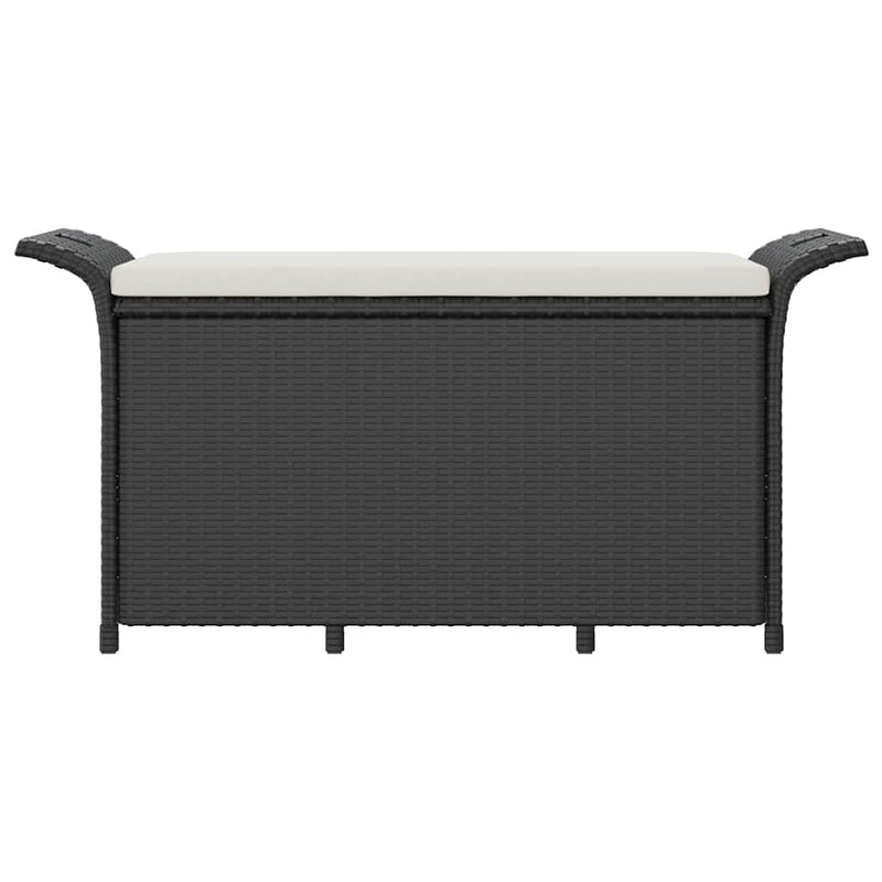 Garden Bench with Cushion Black 116x46x57 cm Poly Rattan Payday Deals