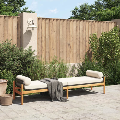 Garden Bench with Cushion Black Poly Rattan Acacia Payday Deals