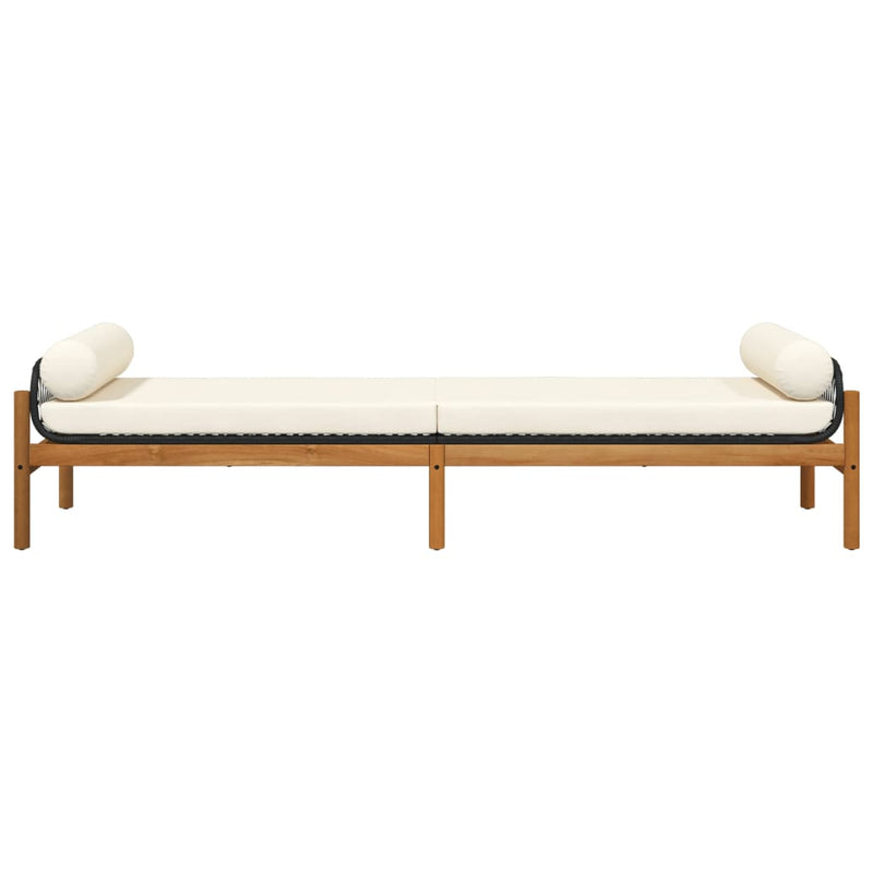 Garden Bench with Cushion Black Poly Rattan Acacia Payday Deals