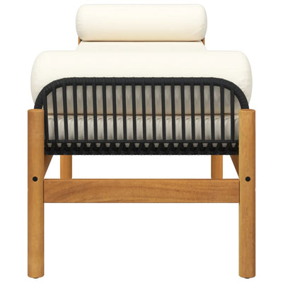 Garden Bench with Cushion Black Poly Rattan Acacia Payday Deals