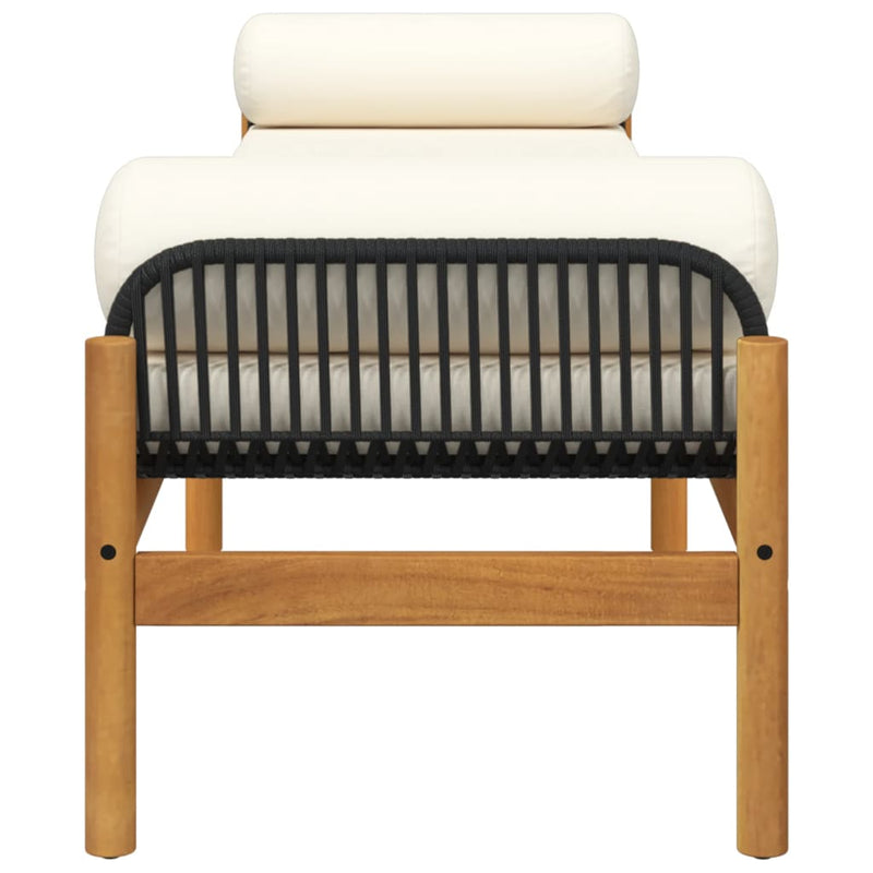 Garden Bench with Cushion Black Poly Rattan Acacia Payday Deals