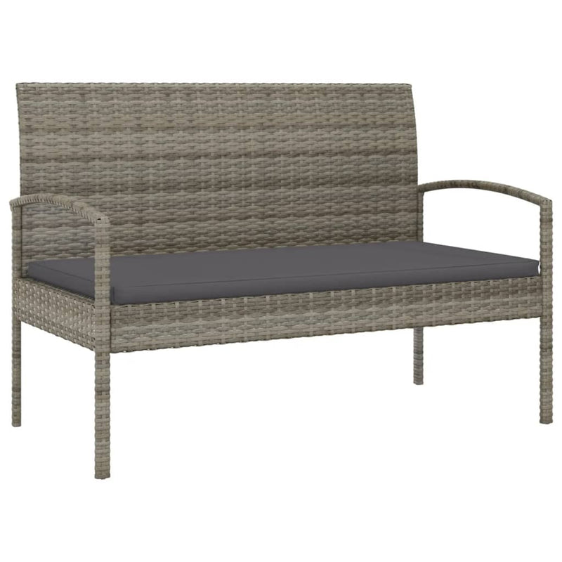 Garden Bench with Cushion Grey 105 cm Poly Rattan Payday Deals
