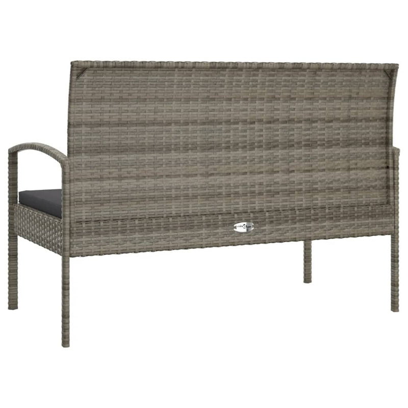 Garden Bench with Cushion Grey 105 cm Poly Rattan Payday Deals