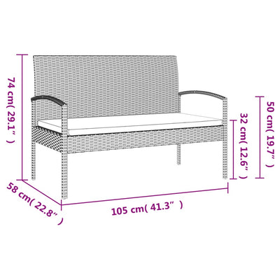 Garden Bench with Cushion Grey 105 cm Poly Rattan Payday Deals