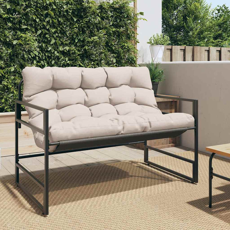 Garden Bench with Cushion Taupe 113 cm Steel Payday Deals
