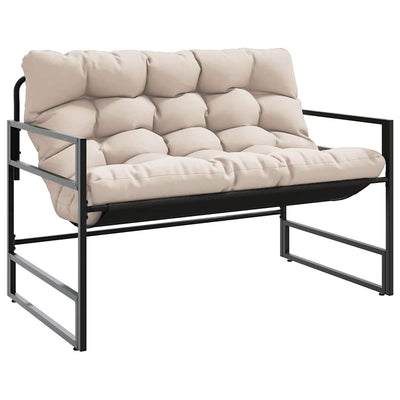 Garden Bench with Cushion Taupe 113 cm Steel Payday Deals