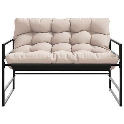 Garden Bench with Cushion Taupe 113 cm Steel Payday Deals
