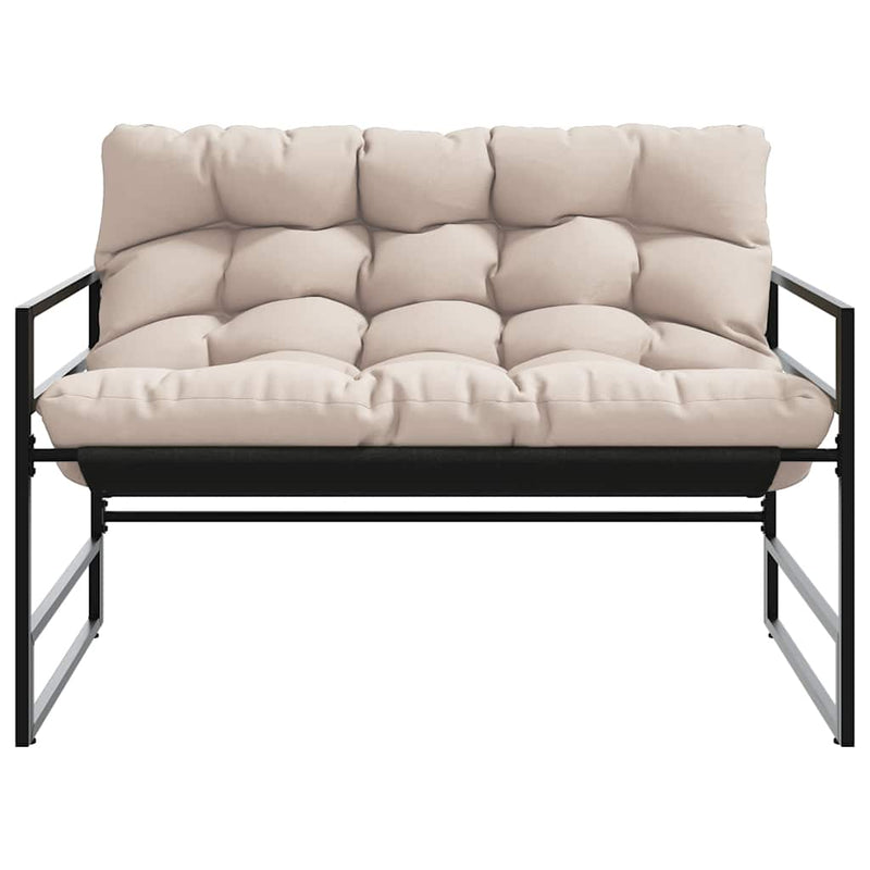 Garden Bench with Cushion Taupe 113 cm Steel Payday Deals