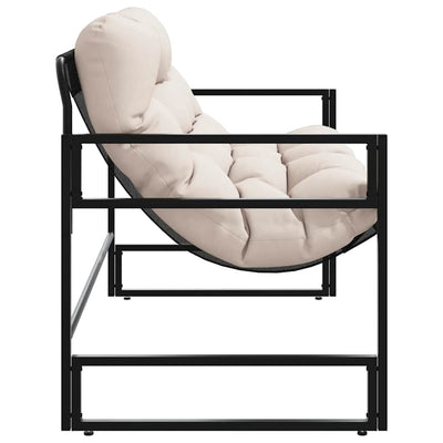 Garden Bench with Cushion Taupe 113 cm Steel Payday Deals