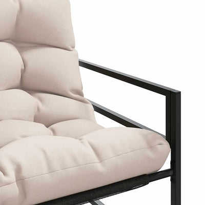 Garden Bench with Cushion Taupe 113 cm Steel Payday Deals