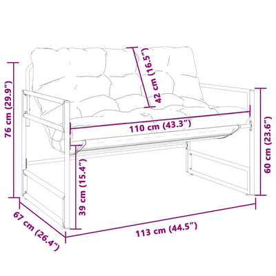 Garden Bench with Cushion Taupe 113 cm Steel Payday Deals