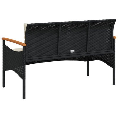 Garden Bench with Cushions 116x62.5x74 cm Black Poly Rattan Payday Deals