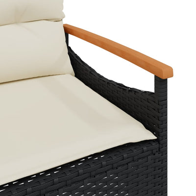 Garden Bench with Cushions 116x62.5x74 cm Black Poly Rattan Payday Deals