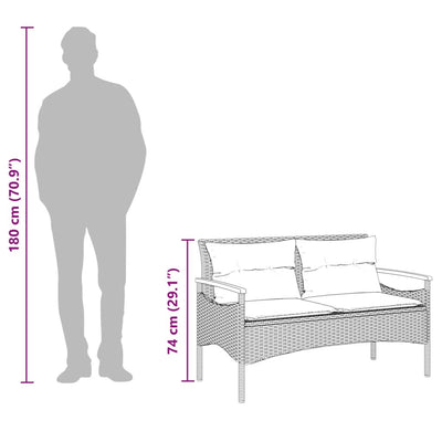 Garden Bench with Cushions 116x62.5x74 cm Black Poly Rattan Payday Deals