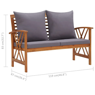 Garden Bench with Cushions 119 cm Solid Acacia Wood Payday Deals
