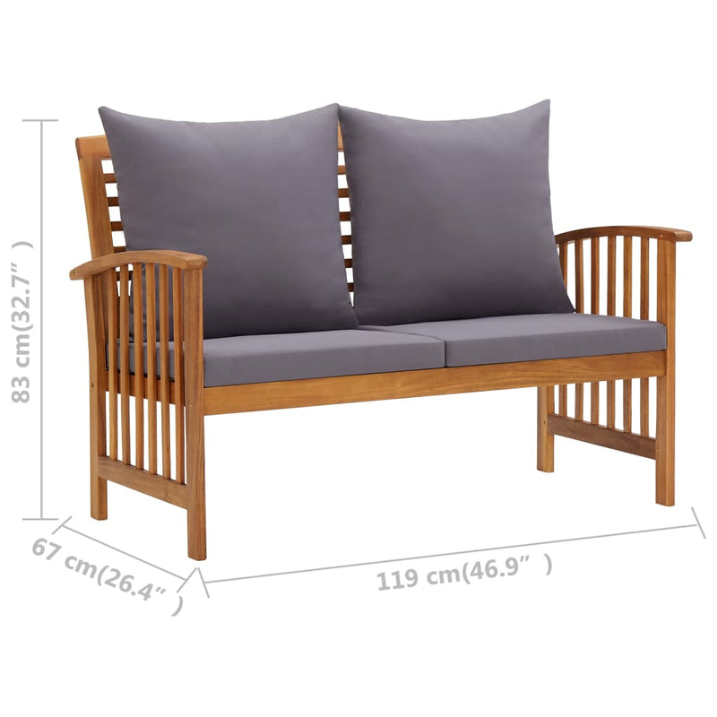 Garden Bench with Cushions 119 cm Solid Acacia Wood Payday Deals