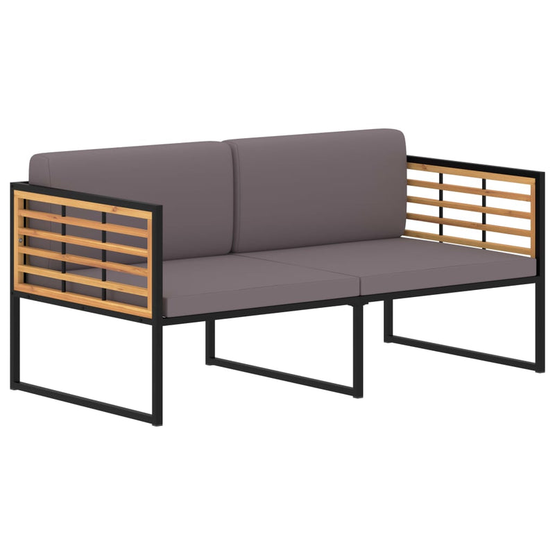 Garden Bench with Cushions 136 cm Solid Acacia Wood Dark Grey Payday Deals