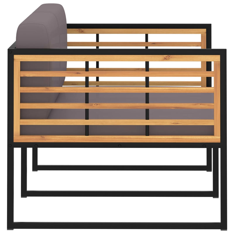 Garden Bench with Cushions 136 cm Solid Acacia Wood Dark Grey Payday Deals